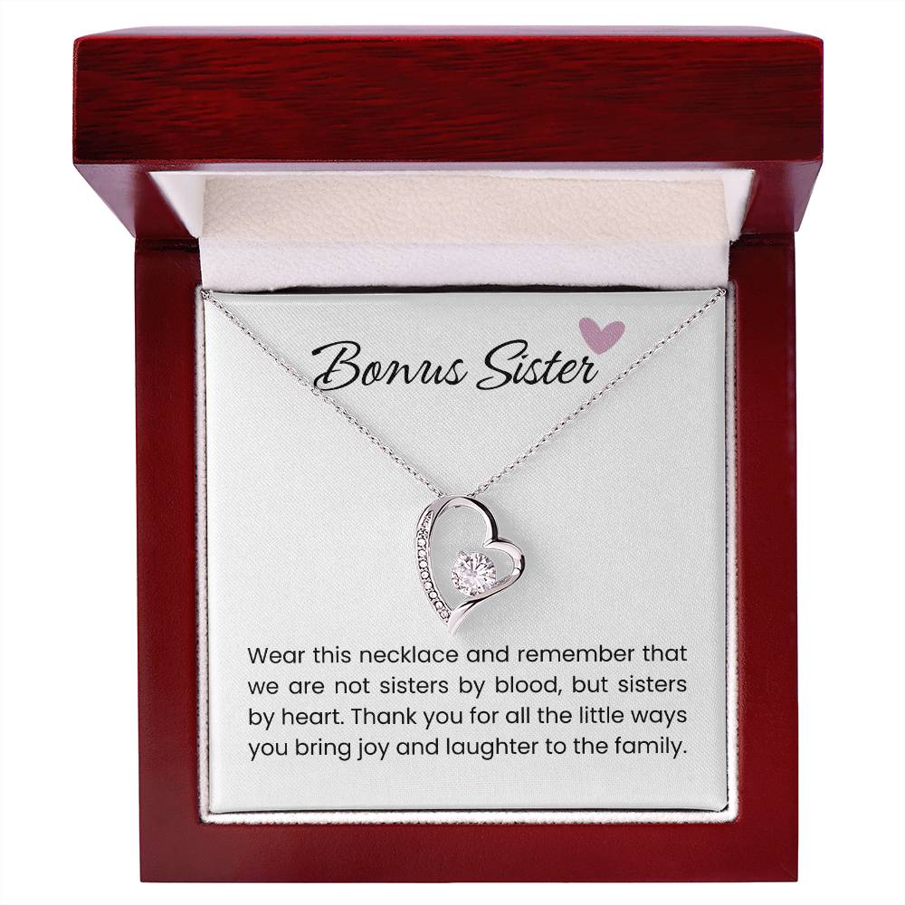 To My Bonus Sister - "Sisters By Heart" Forever Love Necklace