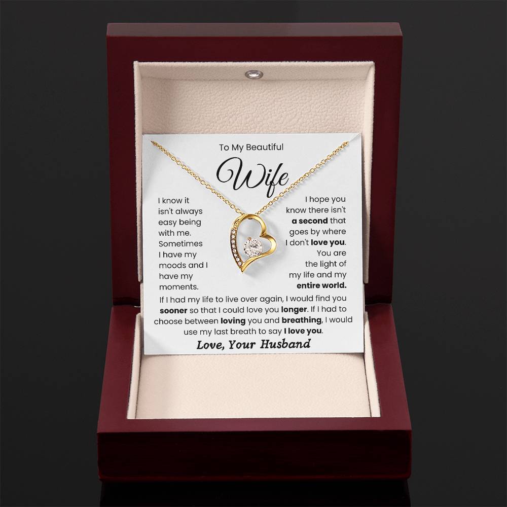 To My Beautiful Wife - "Light of My Life" Forever Love Necklace