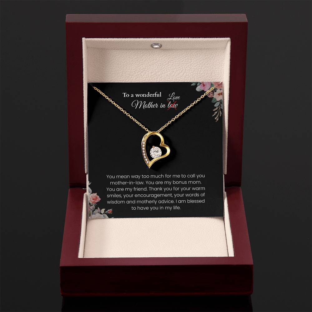 To My Mother-in-Law - "You Are My Bonus Mom" Forever Love Necklace