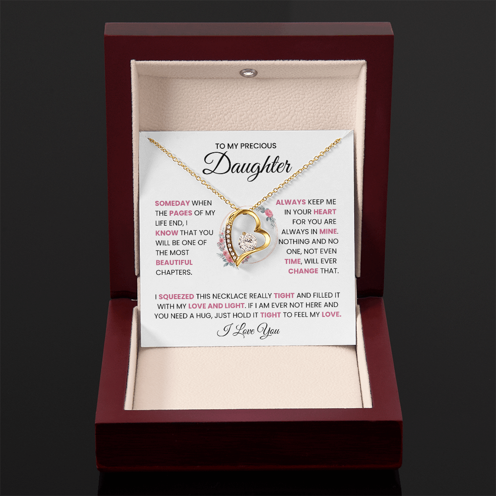 To My Precious Daughter “Beautiful Chapter of My Life” Heartfelt Gift Necklace