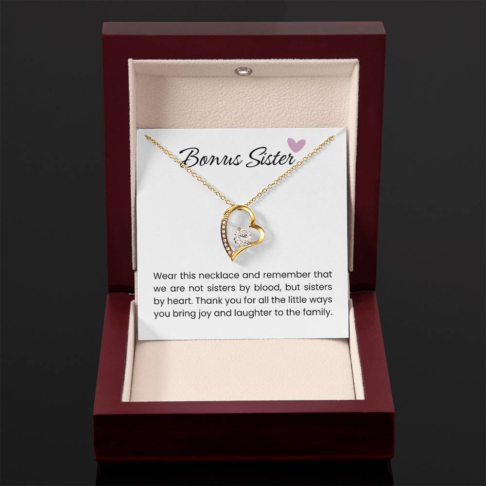 To My Bonus Sister - "Sisters By Heart" Forever Love Necklace