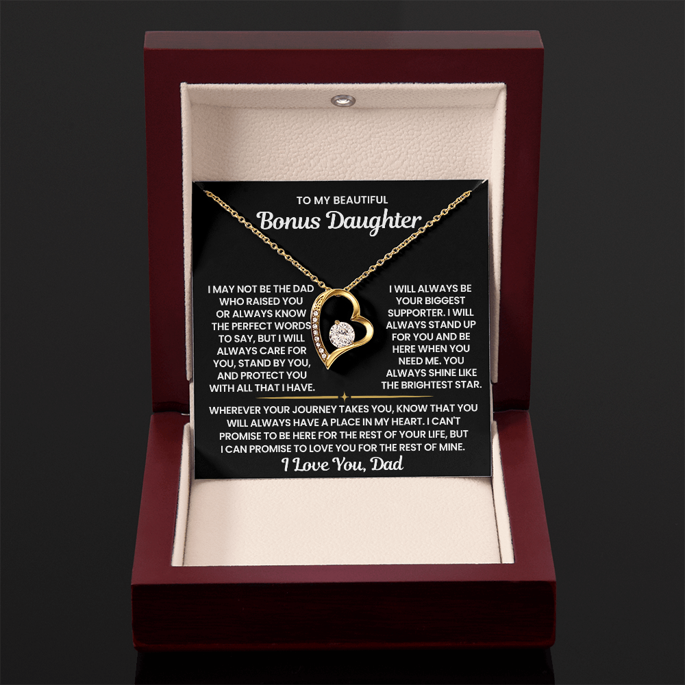 To My Bonus Daughter - "I Will Always Stand Up For You" Forever Love Necklace
