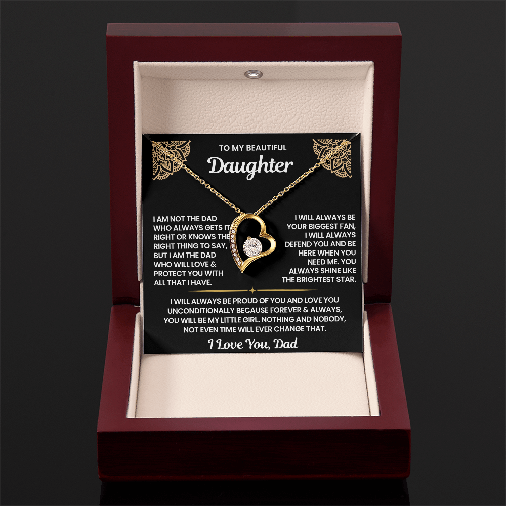 To My Daughter-"You Will Be My Little Girl" Forever Love Necklace