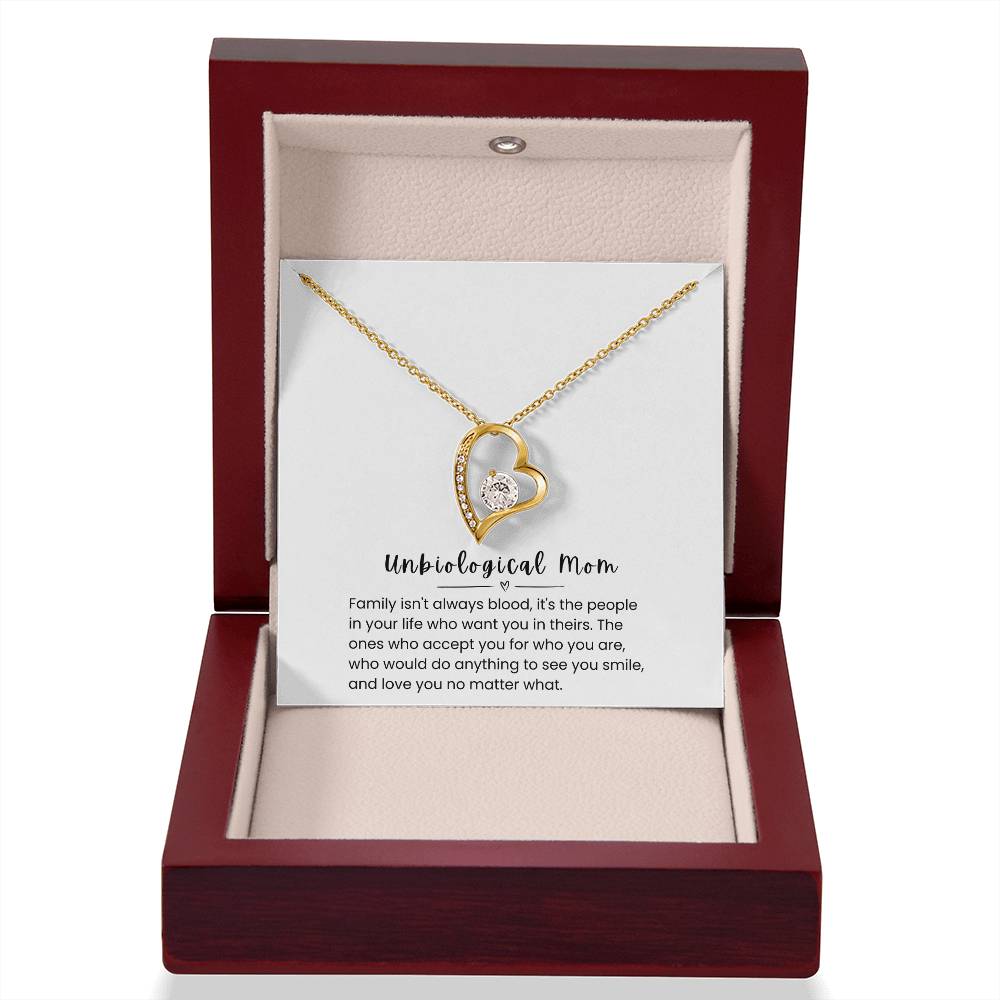 To My Unbiological Mom – "Family Is More Than Blood" Forever Love Necklace