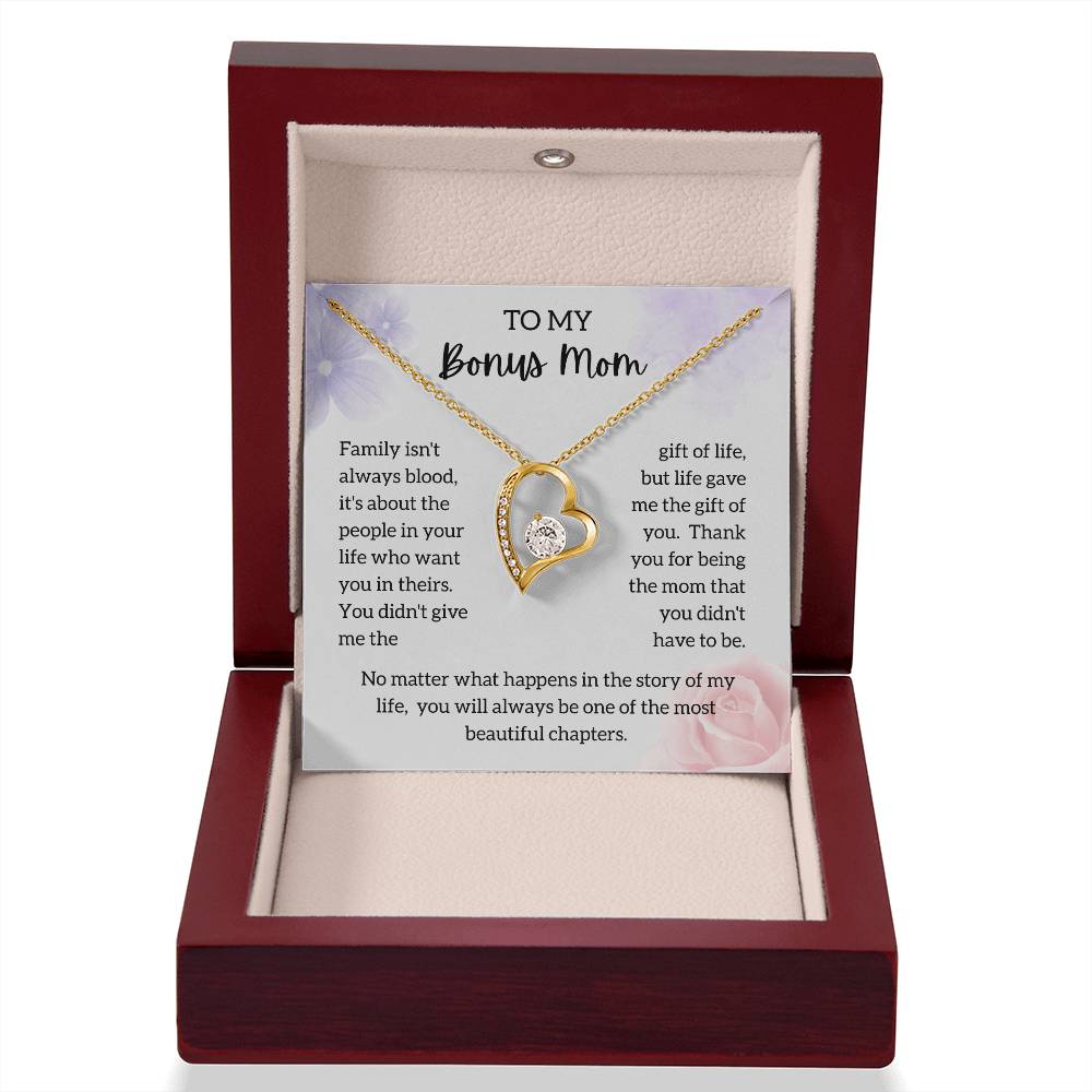 To My Bonus Mom - "My Most Beautiful Chapter" Forever Love Necklace