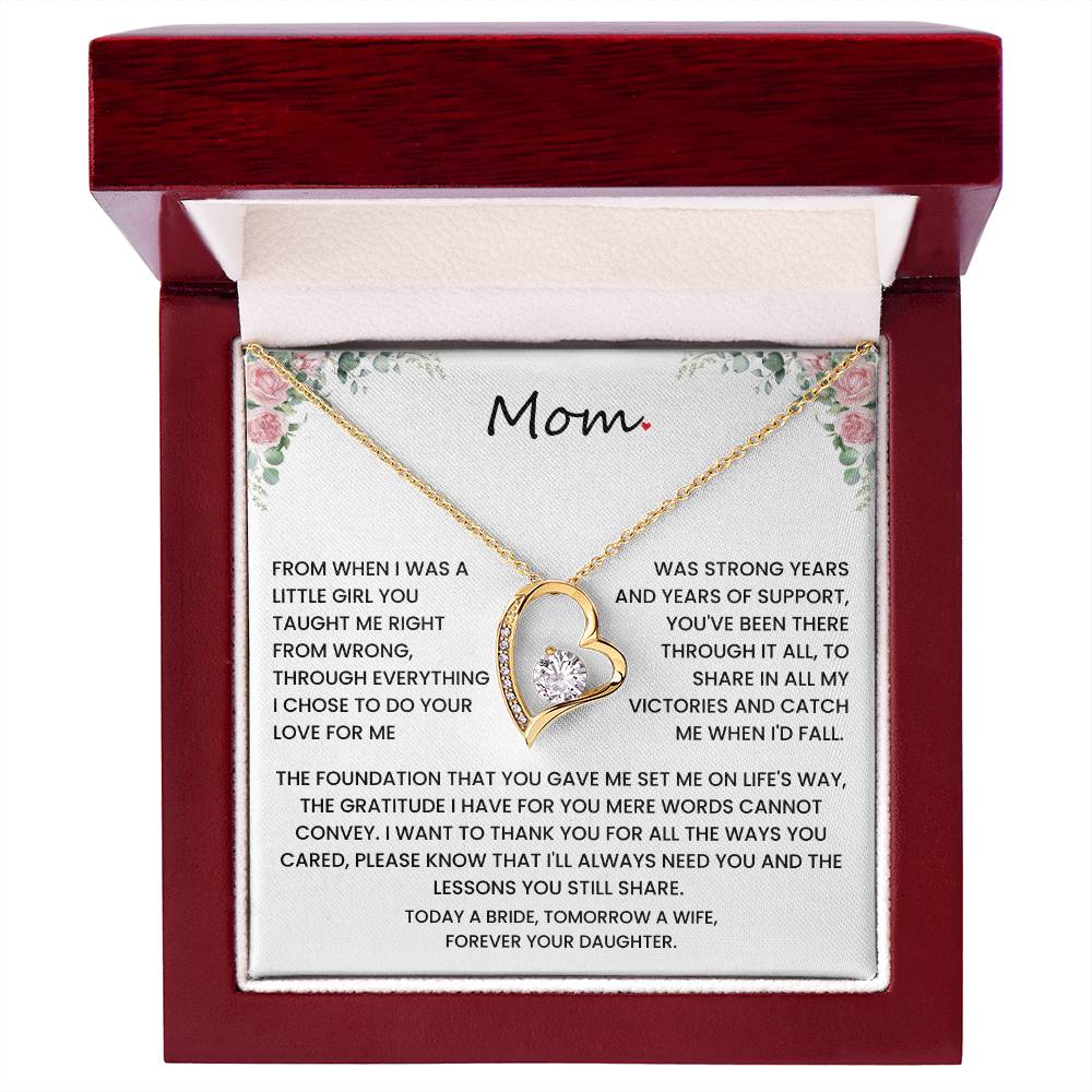 To My Mom – “Forever Your Daughter” Wedding Day Gift .Forever Love Necklace