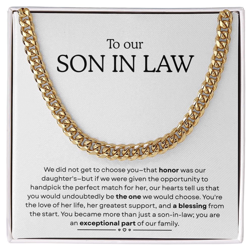 To My Son-in-Law – “Chosen by the Heart” Cuban Link Chain