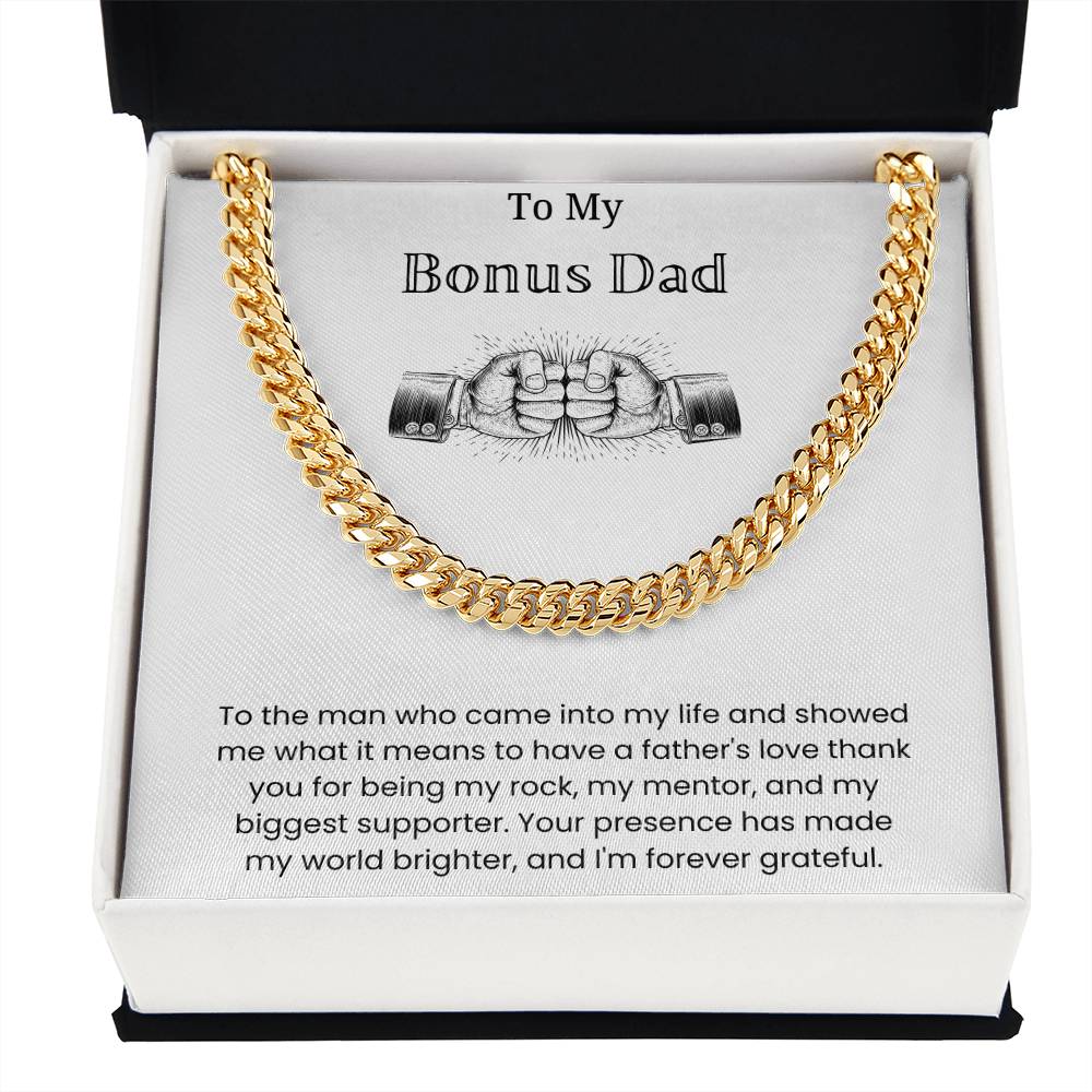 To My Bonus Dad - "Forever Grateful" Cuban Link Chain