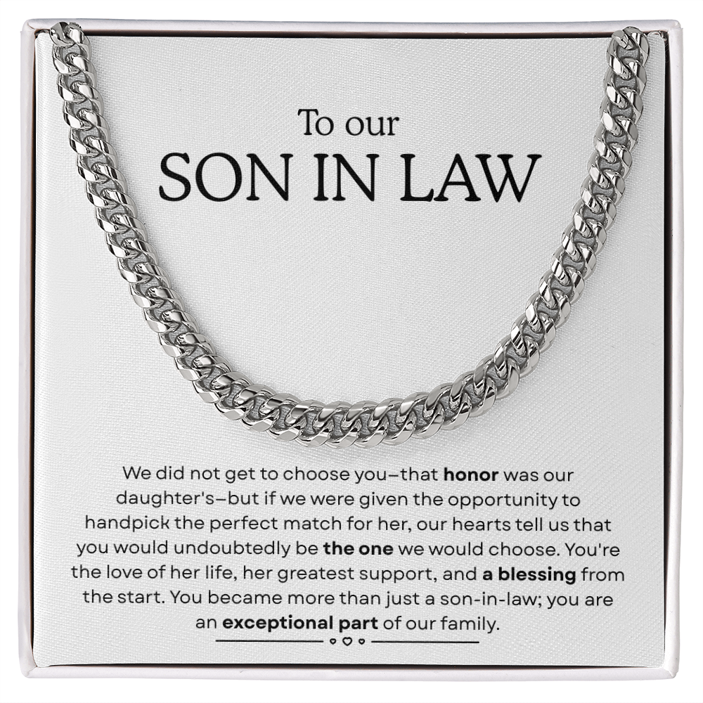 To My Son-in-Law – “Chosen by the Heart” Cuban Link Chain