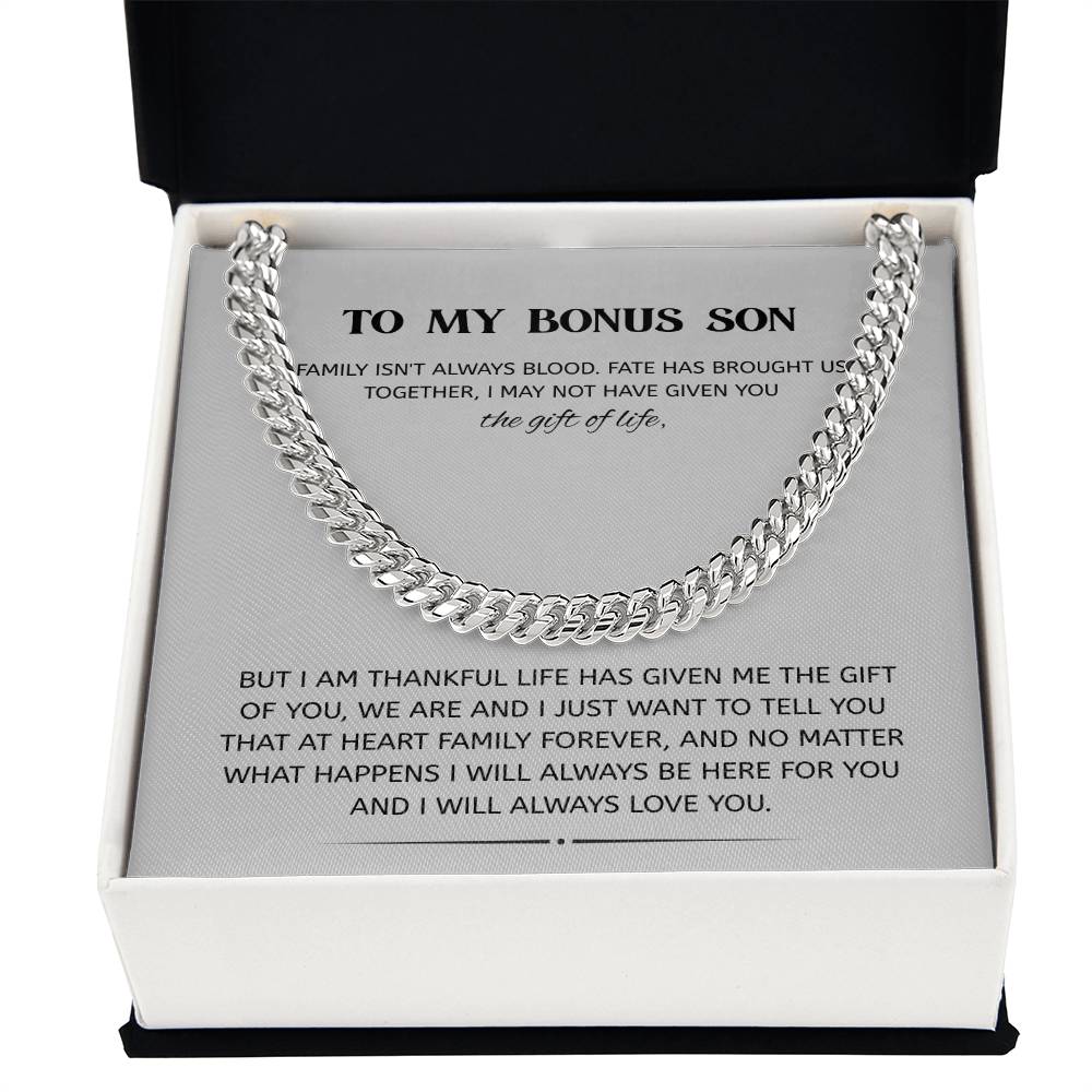 To My Bonus Son – “Family Forever” Cuban Link Chain