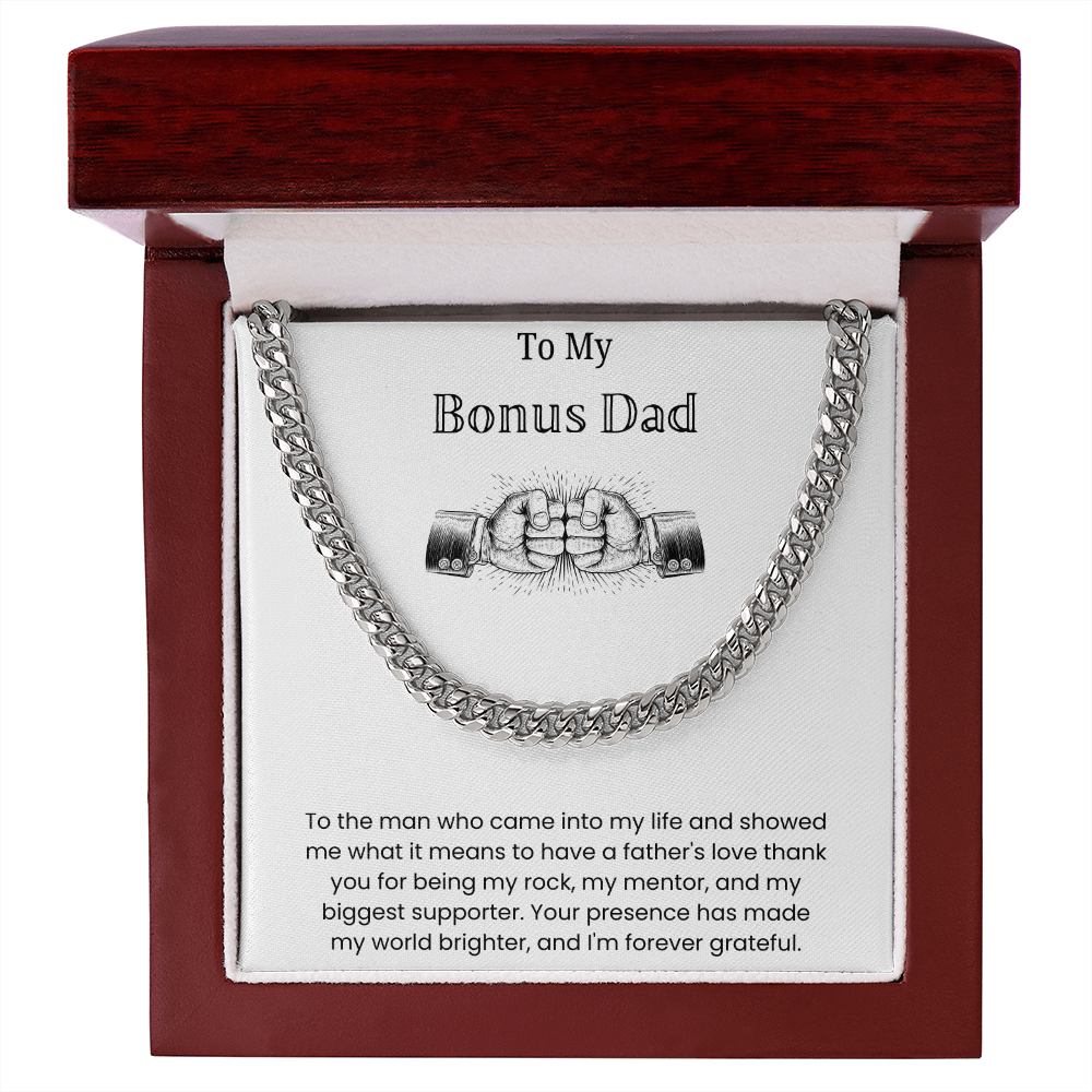 To My Bonus Dad - "Forever Grateful" Cuban Link Chain