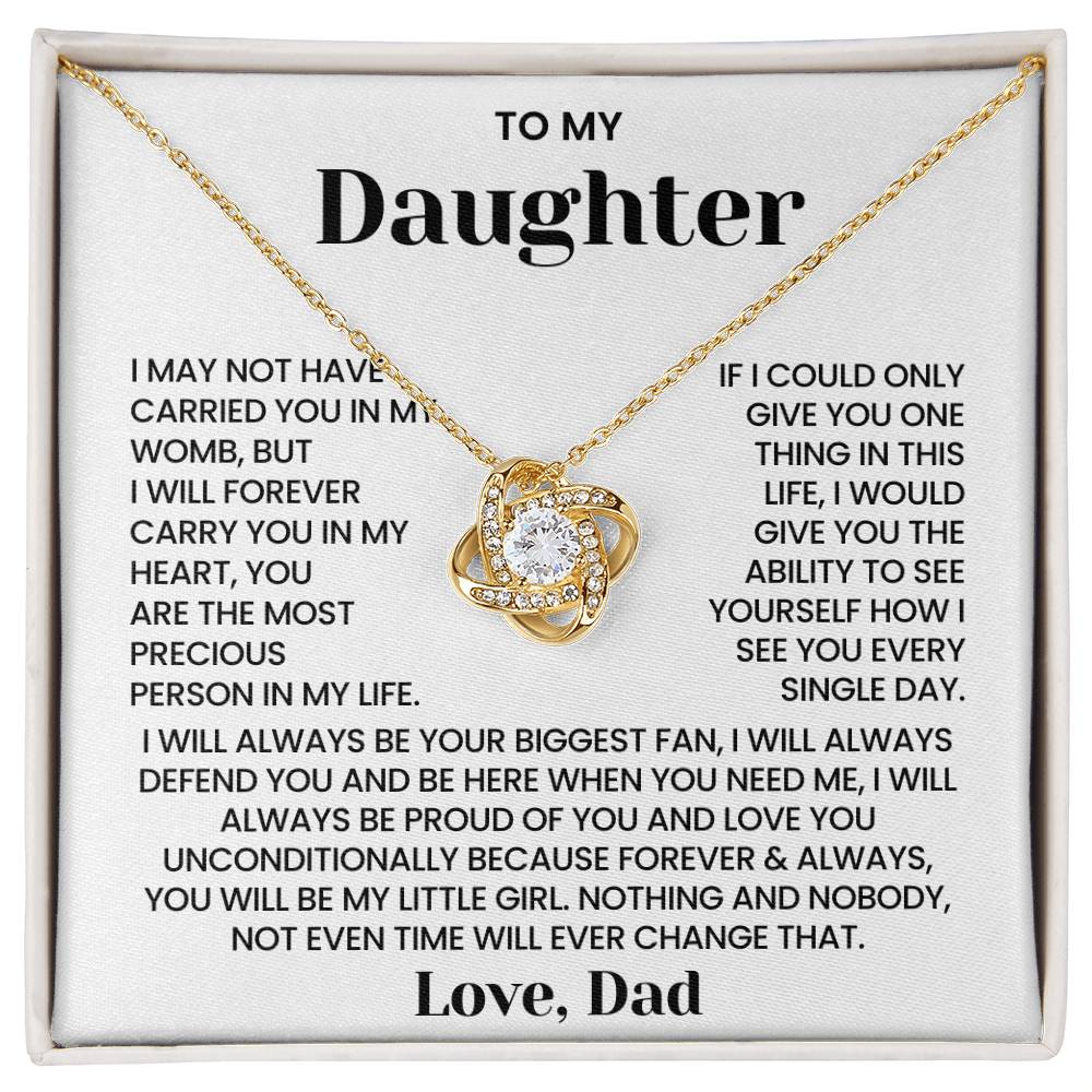 To My Daughter - "Forever Carry You In My Heart" Love Knot Necklace