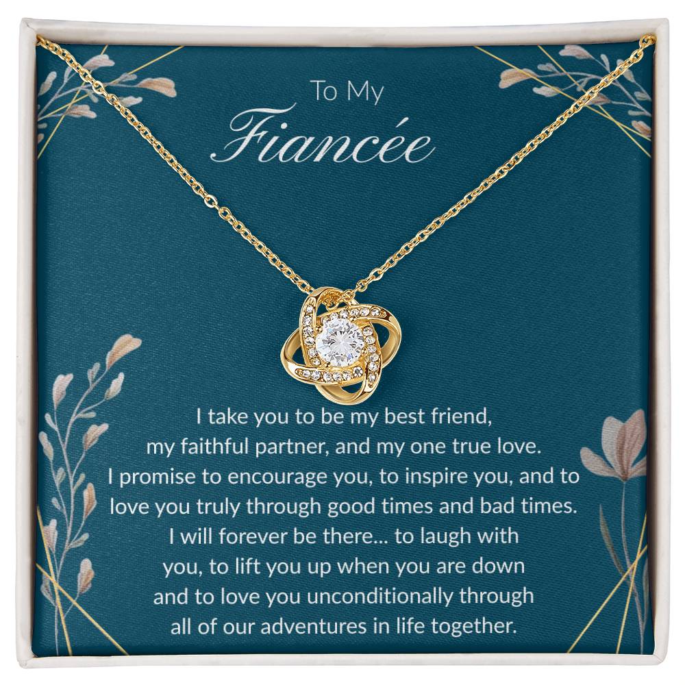 To My Fiancee - "My One True Love" Love Knot Necklace