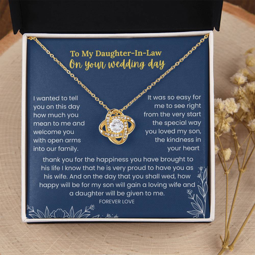 To My Daughter-In-Law - "On Your Wedding Day" Love Knot Necklace