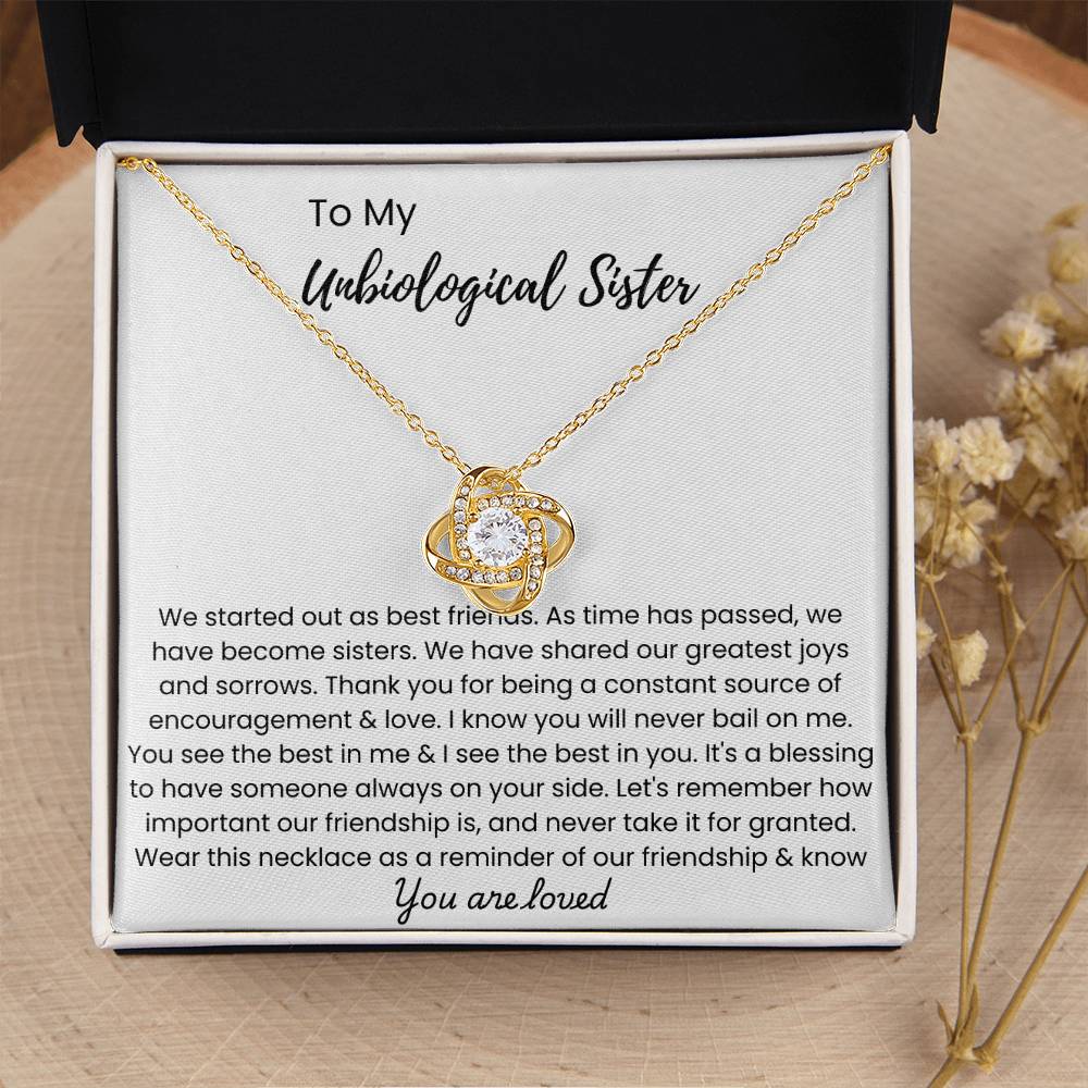 To My Unbiological Sister - "Let's Remember How Important Our Friendship" Love Knot Necklace