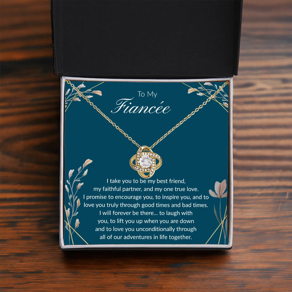 To My Fiancee - "My One True Love" Love Knot Necklace