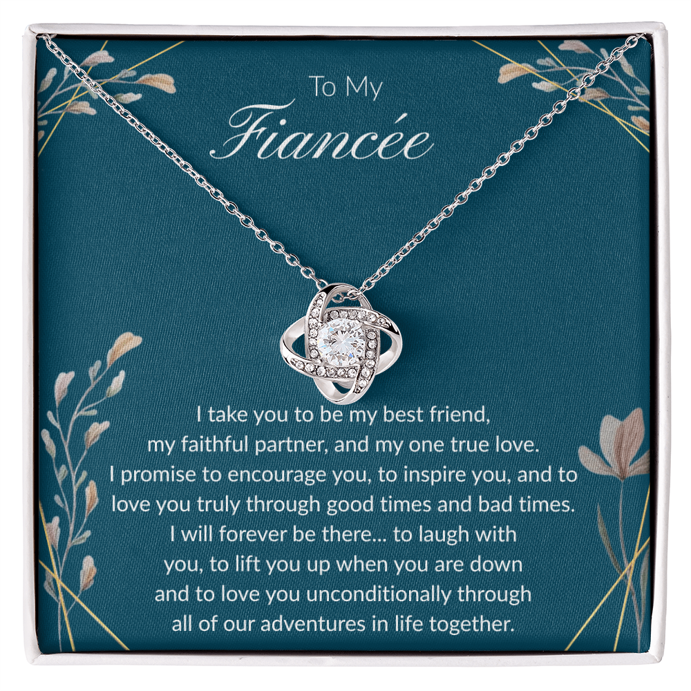 To My Fiancee - "My One True Love" Love Knot Necklace