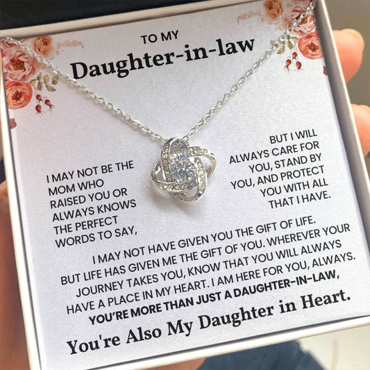 To My Daughter-in-Law – "I will always care for you" Love Knot Necklace