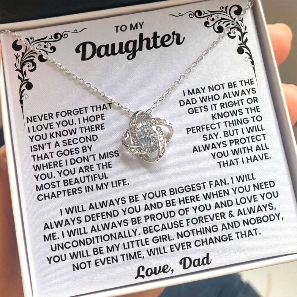 To My Daughter – “Forever My Little Girl” Love Knot Necklace