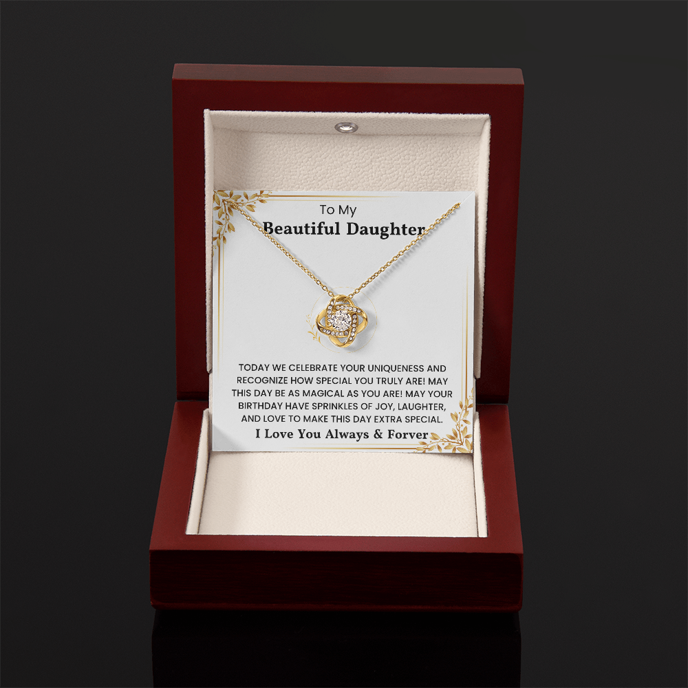 To My Daughter – “You Are So Kind & Strong” Love Knot Necklace