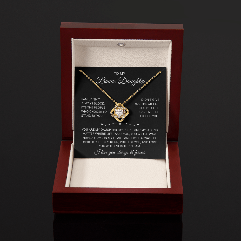 To My Bonus Daughter “Always & Forever Loved” Heartfelt Necklace