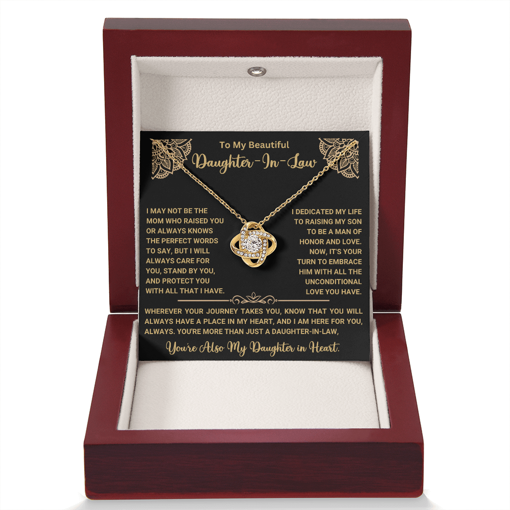 To My Beautiful Daughter-In-Law – “Daughter in Heart” Love Knot Necklace