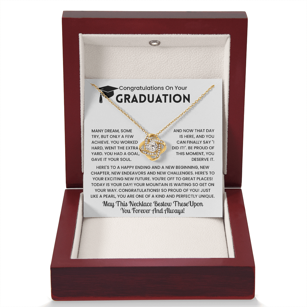 Congratulations Graduation Gift - ''A New Beginning'' Love Knot Necklace