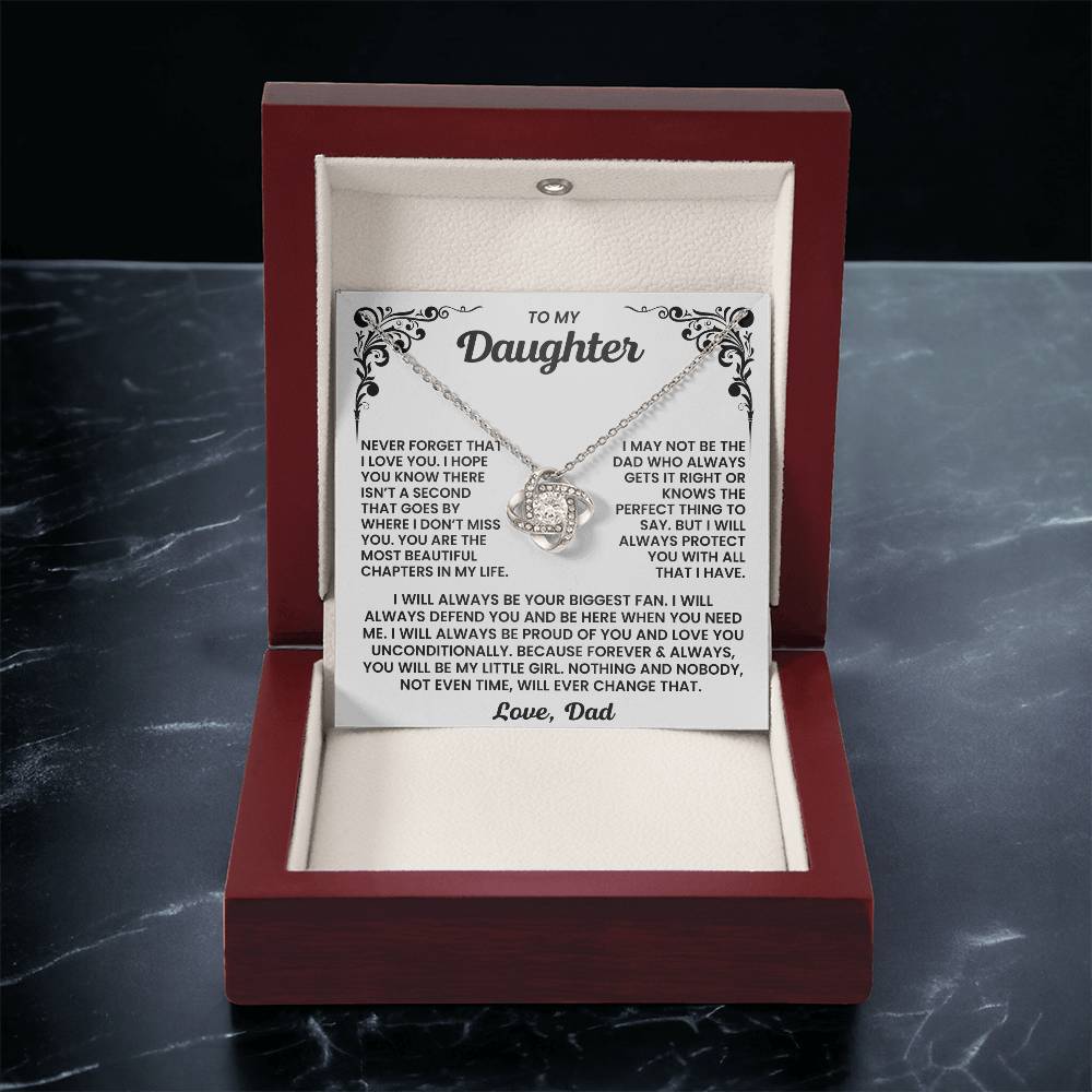 To My Daughter – “Forever My Little Girl” Love Knot Necklace
