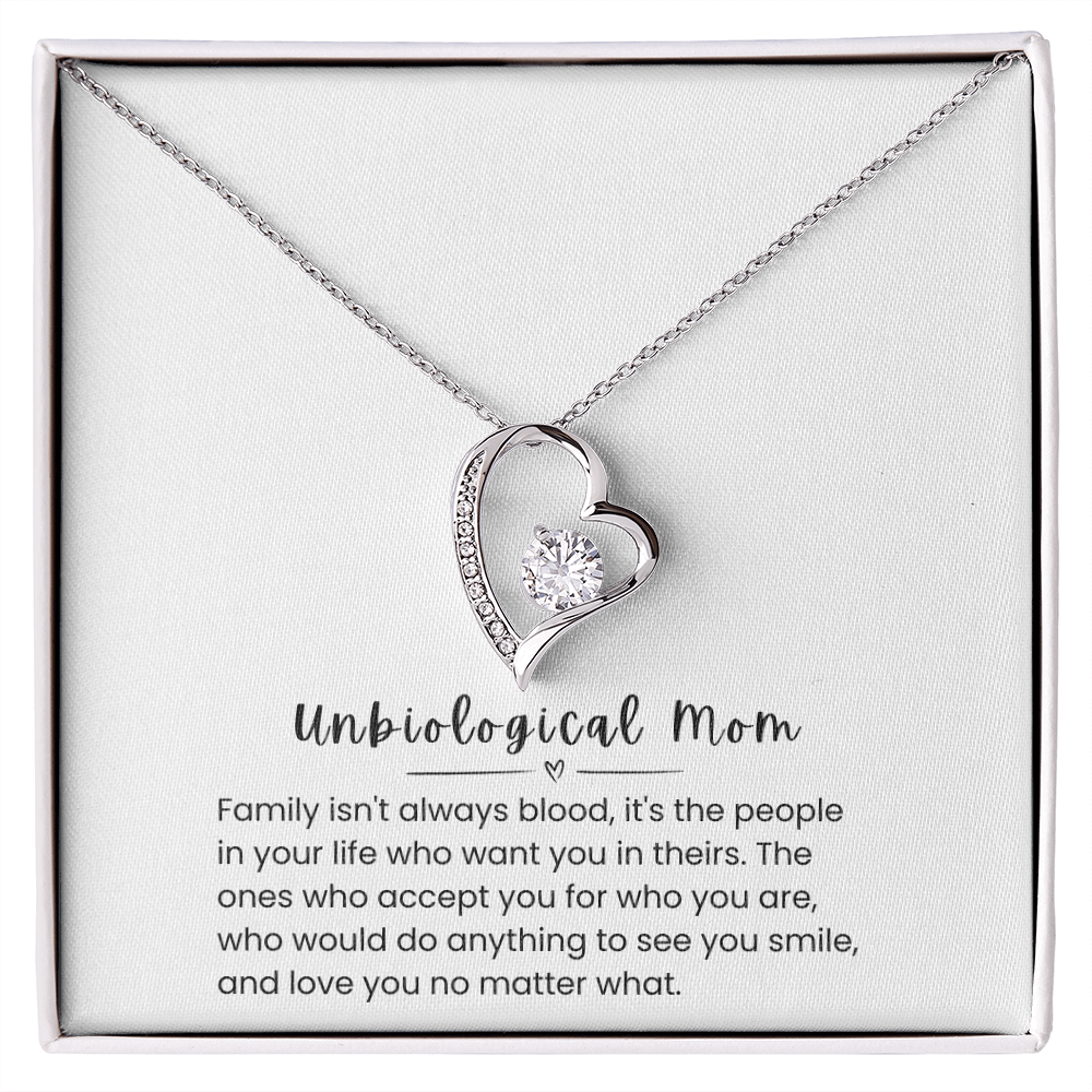 To My Unbiological Mom – "Family Is More Than Blood" Forever Love Necklace