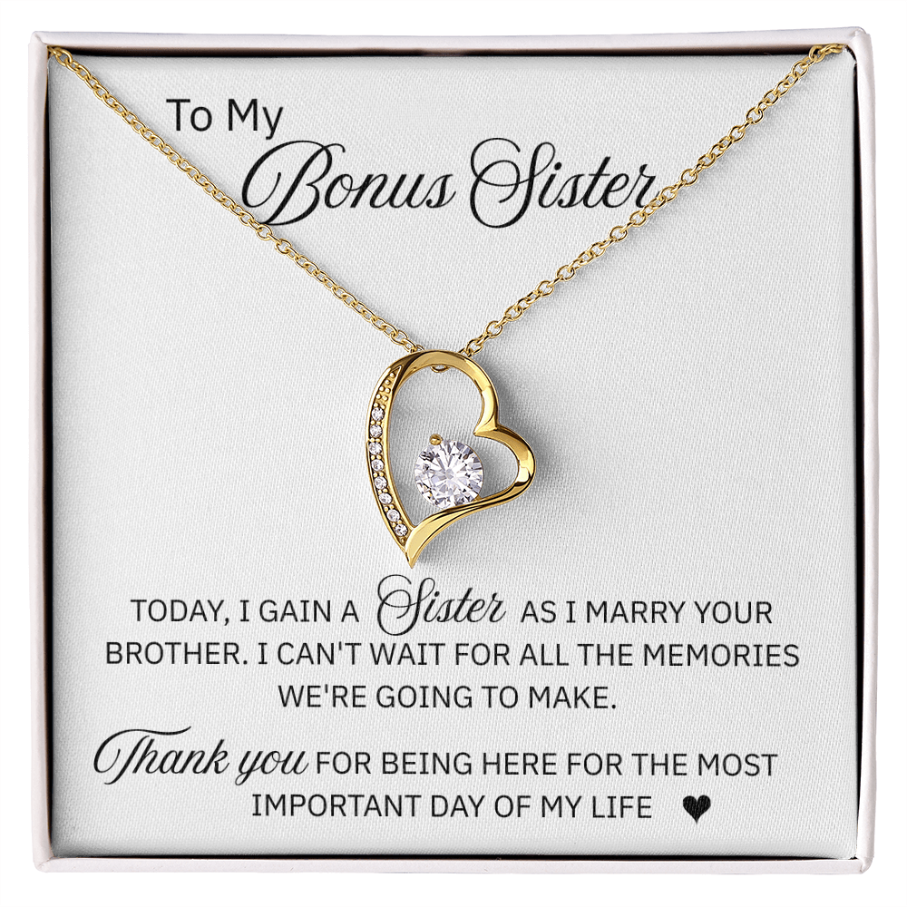 To My Bonus Sister - "A Sister From My Wedding Day" Forever Love Necklace