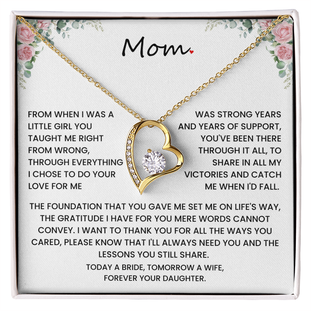 To My Mom – “Forever Your Daughter” Wedding Day Gift .Forever Love Necklace