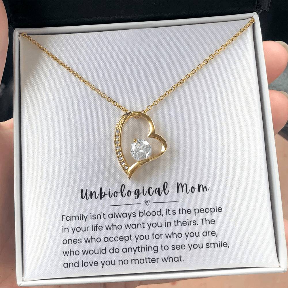To My Unbiological Mom – "Family Is More Than Blood" Forever Love Necklace