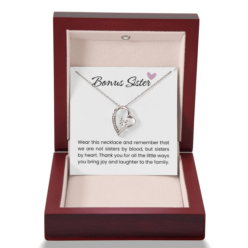 To My Bonus Sister - "Sisters By Heart" Forever Love Necklace
