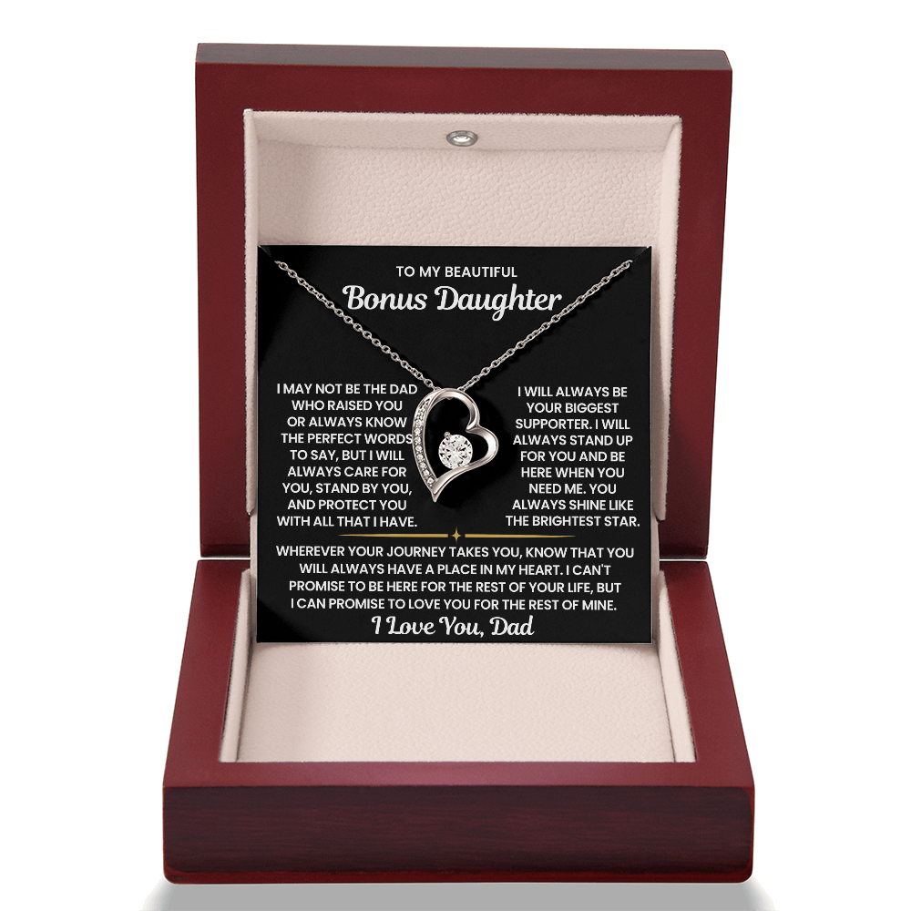 To My Bonus Daughter - "I Will Always Stand Up For You" Forever Love Necklace