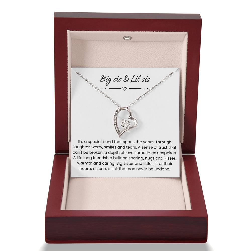 Big Sister & Little Sister – ''Hearts Linked as One'' Forever Love Necklace