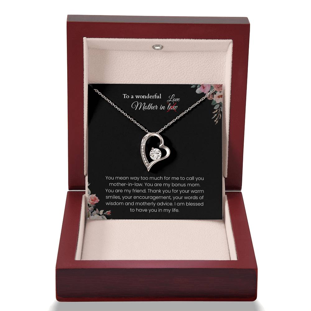 To My Mother-in-Law - "You Are My Bonus Mom" Forever Love Necklace