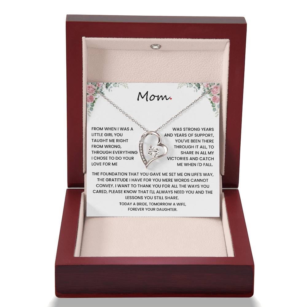 To My Mom – “Forever Your Daughter” Wedding Day Gift .Forever Love Necklace