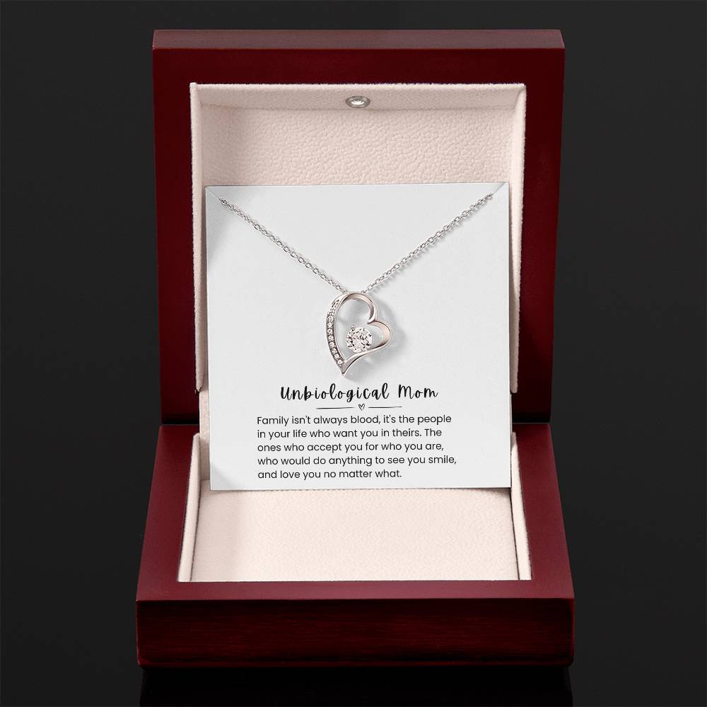 To My Unbiological Mom – "Family Is More Than Blood" Forever Love Necklace