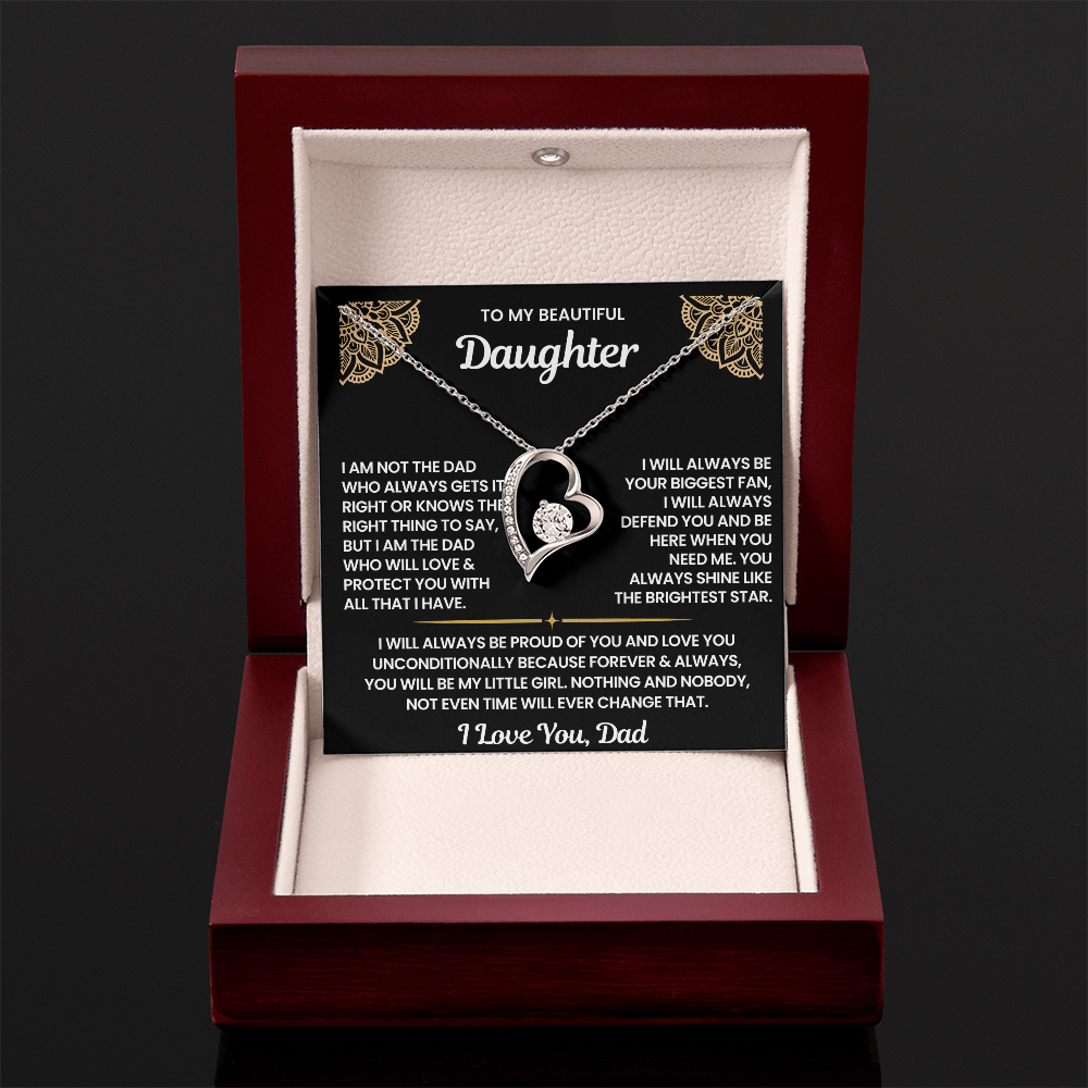 To My Daughter-"You Will Be My Little Girl" Forever Love Necklace