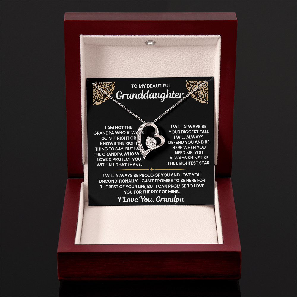 To My Granddaughter-"I Will Always Defend You" Forever Love Necklace