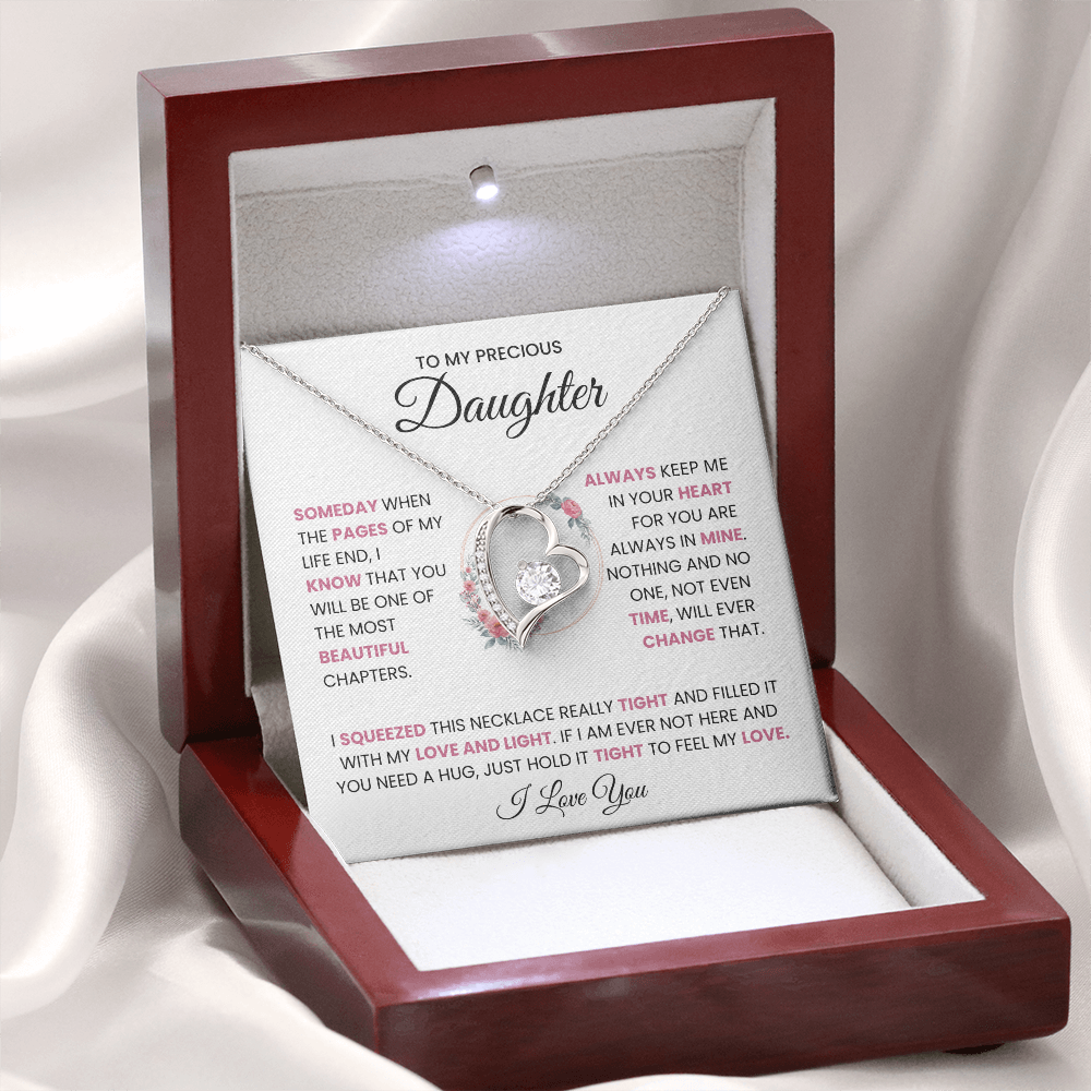 To My Precious Daughter “Beautiful Chapter of My Life” Heartfelt Gift Necklace