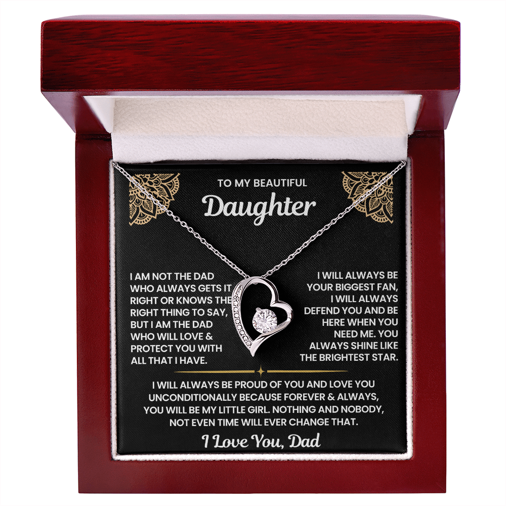 To My Daughter-"You Will Be My Little Girl" Forever Love Necklace