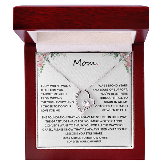To My Mom – “Forever Your Daughter” Wedding Day Gift .Forever Love Necklace