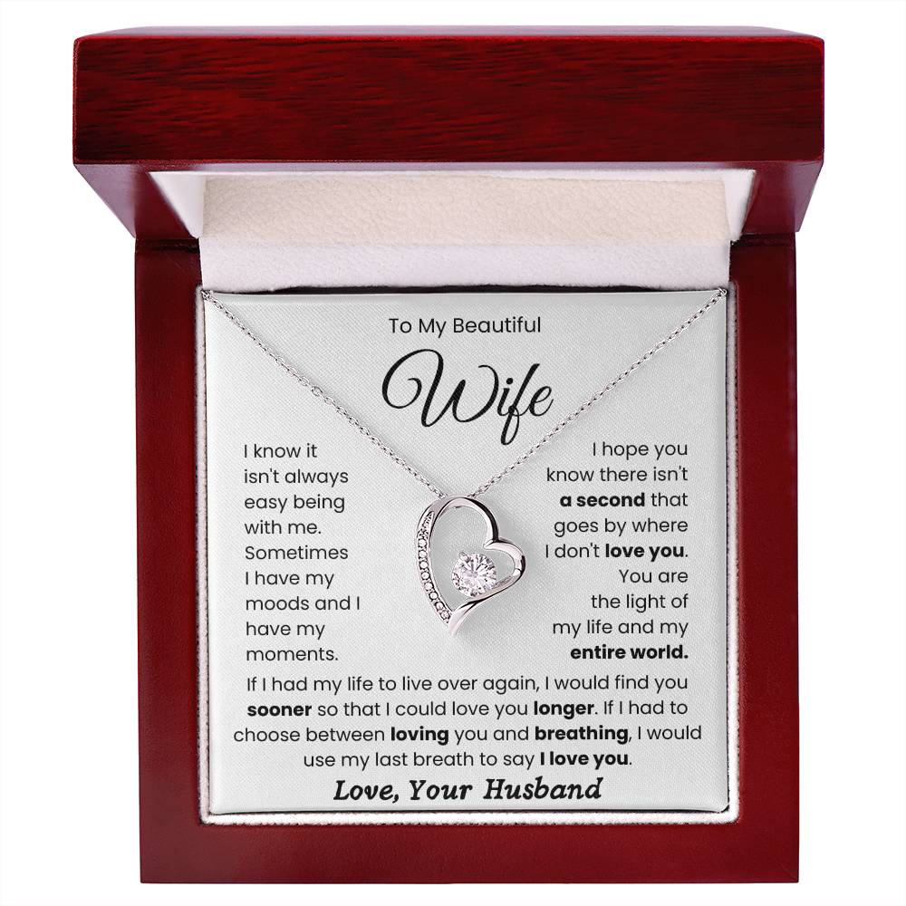 To My Beautiful Wife - "Light of My Life" Forever Love Necklace