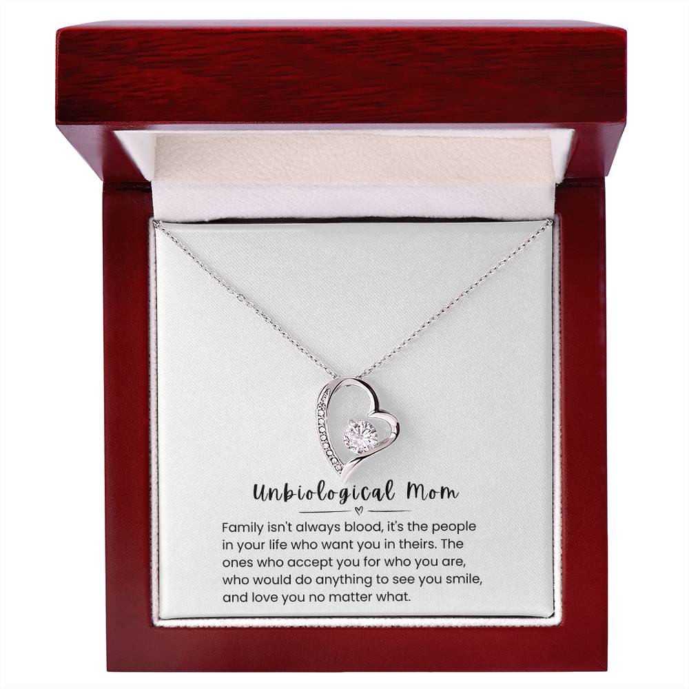 To My Unbiological Mom – "Family Is More Than Blood" Forever Love Necklace