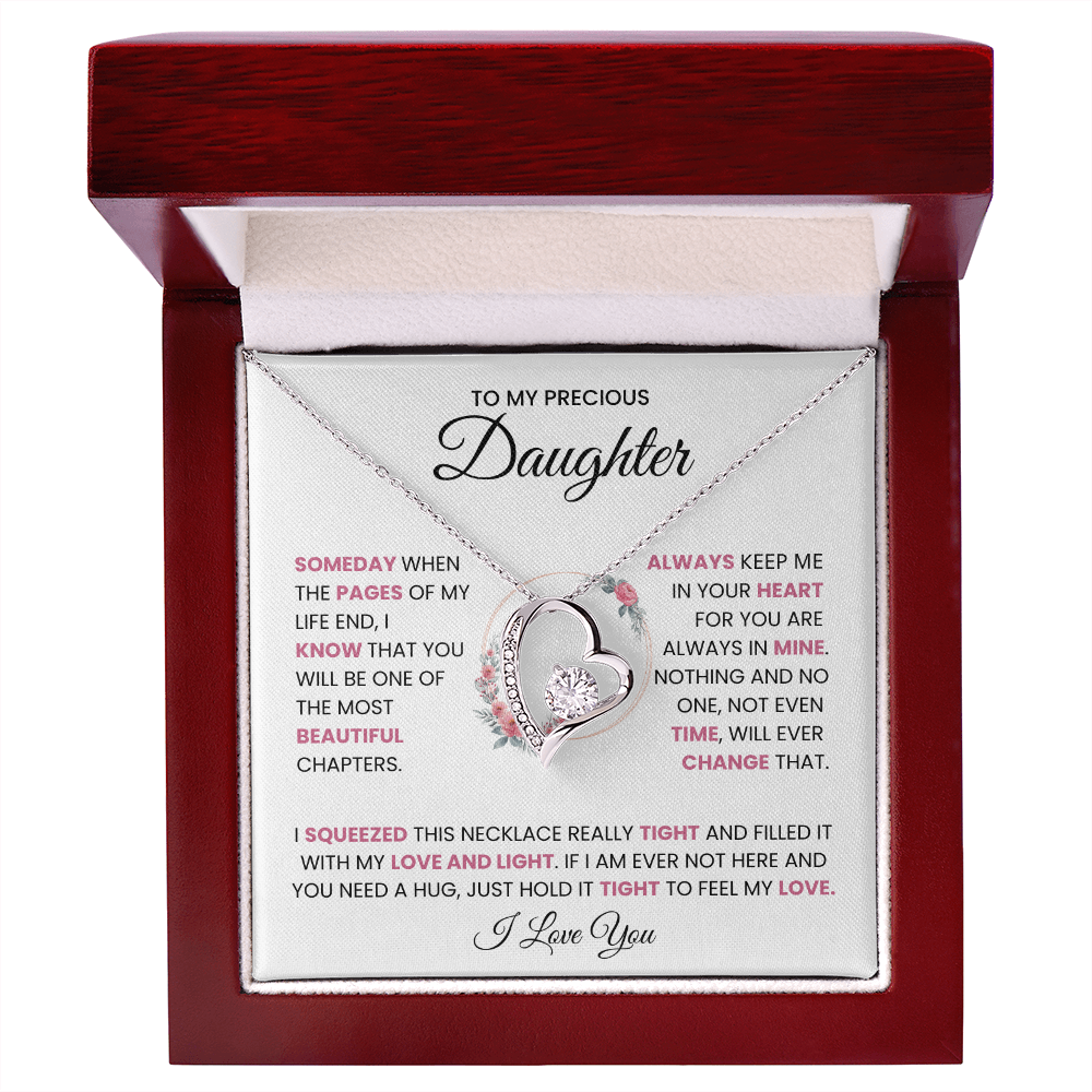 To My Precious Daughter “Beautiful Chapter of My Life” Heartfelt Gift Necklace