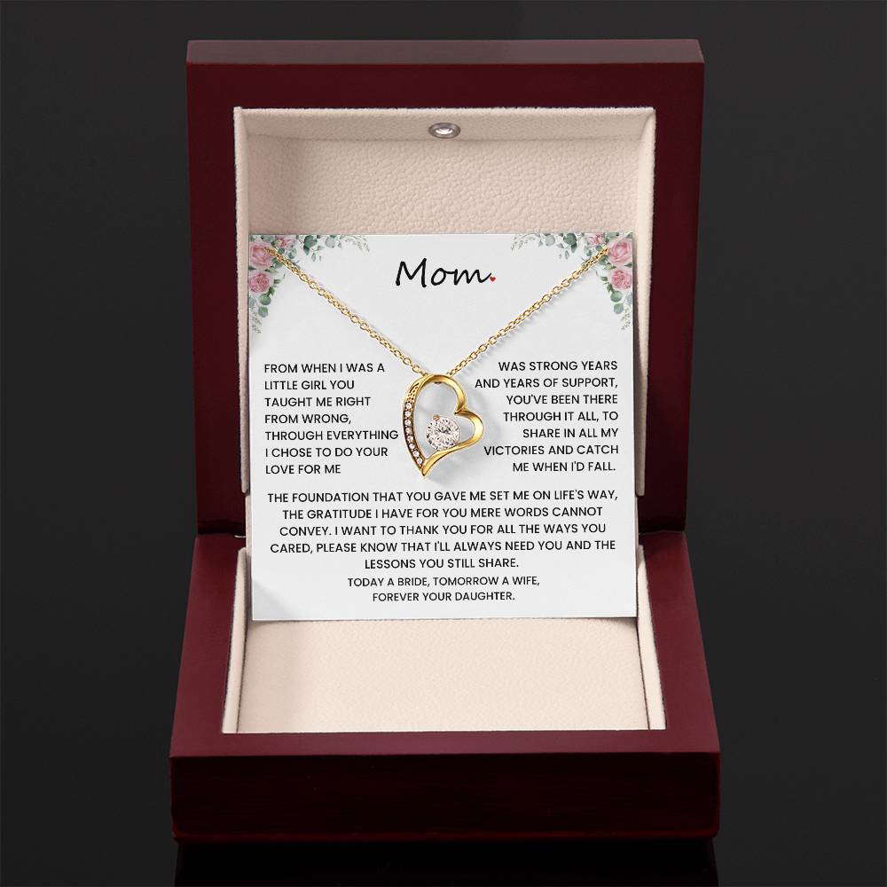 To My Mom – “Forever Your Daughter” Wedding Day Gift .Forever Love Necklace