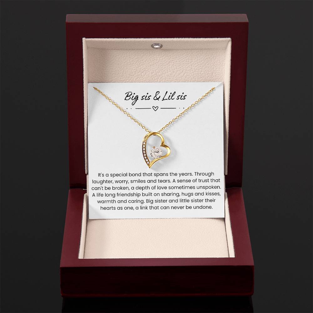 Big Sister & Little Sister – ''Hearts Linked as One'' Forever Love Necklace