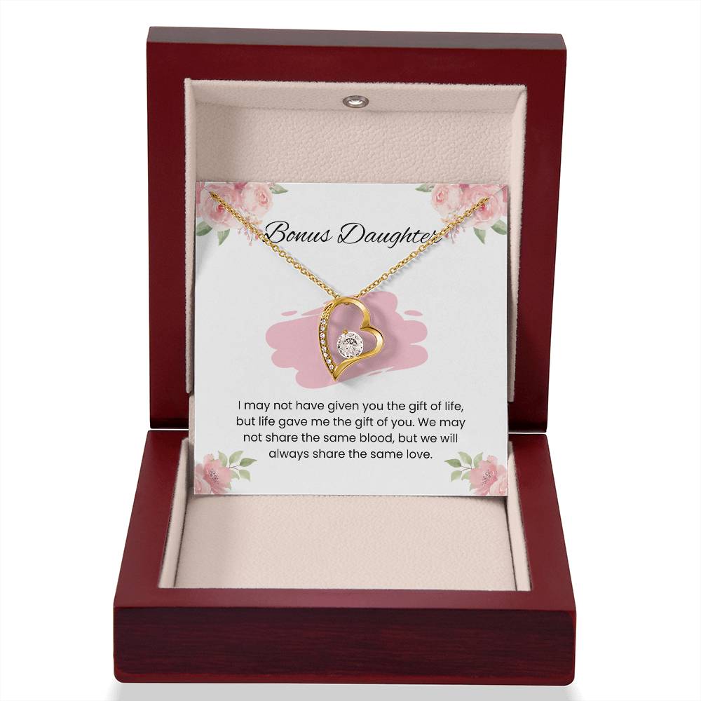 To My Bonus Daughter – “Gift of Love” Forever Love Necklace