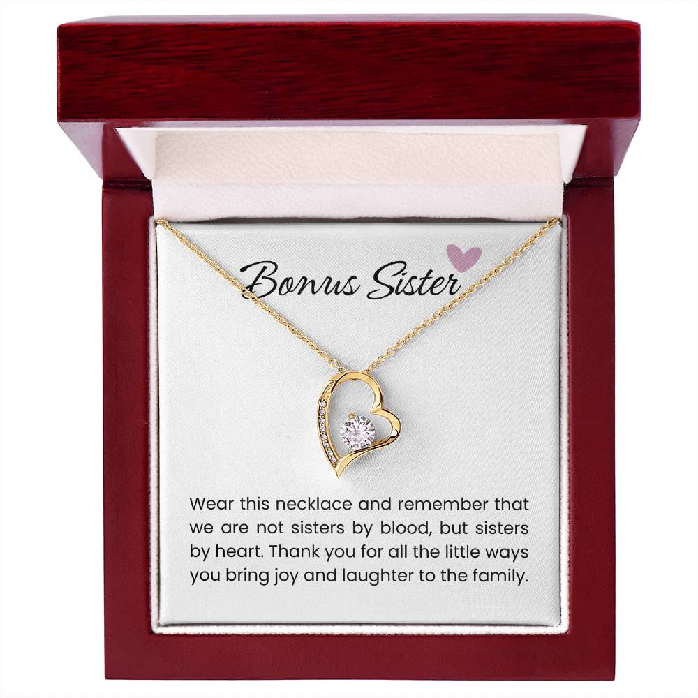 To My Bonus Sister - "Sisters By Heart" Forever Love Necklace
